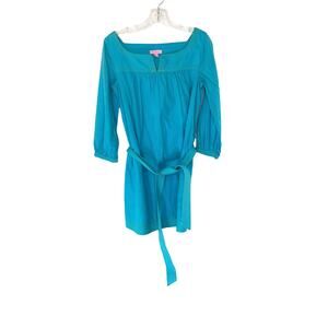 Lilly Pulitzer Blue Yellow Cotton Casual Vacation Resort Tunic Mini Dress Size 2